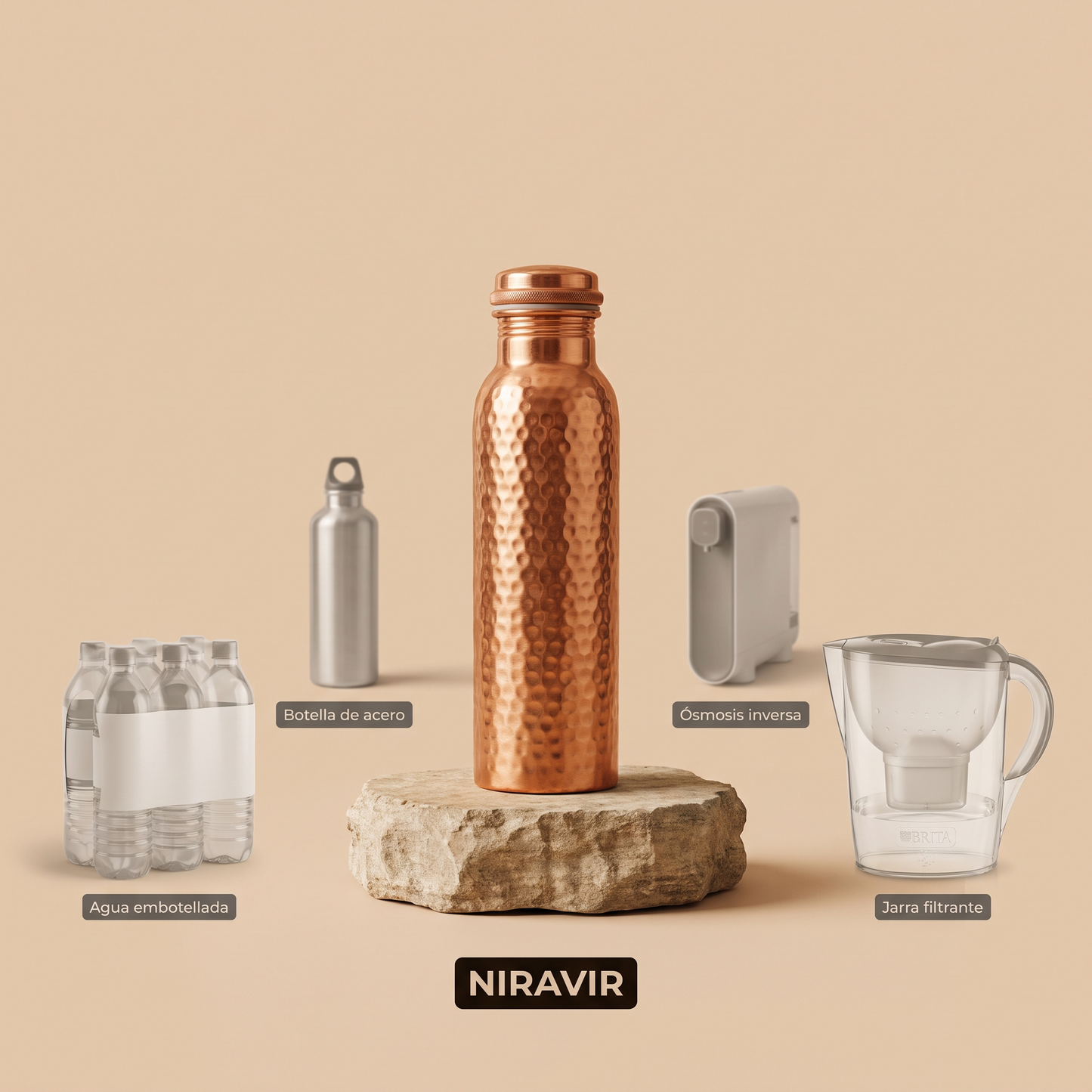 Bouteille en cuivre Niravir — L'eau qui se purifie toute seule